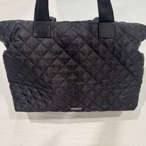 Steve Madden Black Nylon Quilted Weekender Duffle Bag